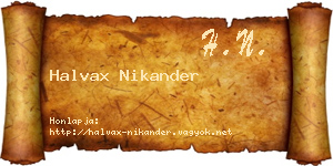 Halvax Nikander névjegykártya